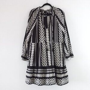 MAEVE ANTHROPOLOGIE Dominique tunic black and white tribal pattern short dress